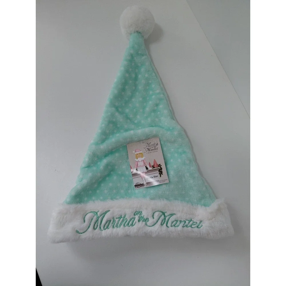 Martha On The‎ Mantel Martha Stewart Santa Hat OSFM Mint Green NEW